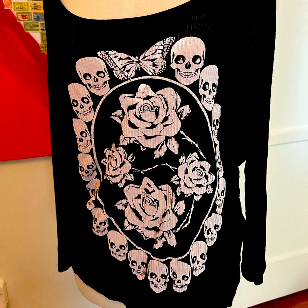 Lauren Moshi sheer black graphic tee